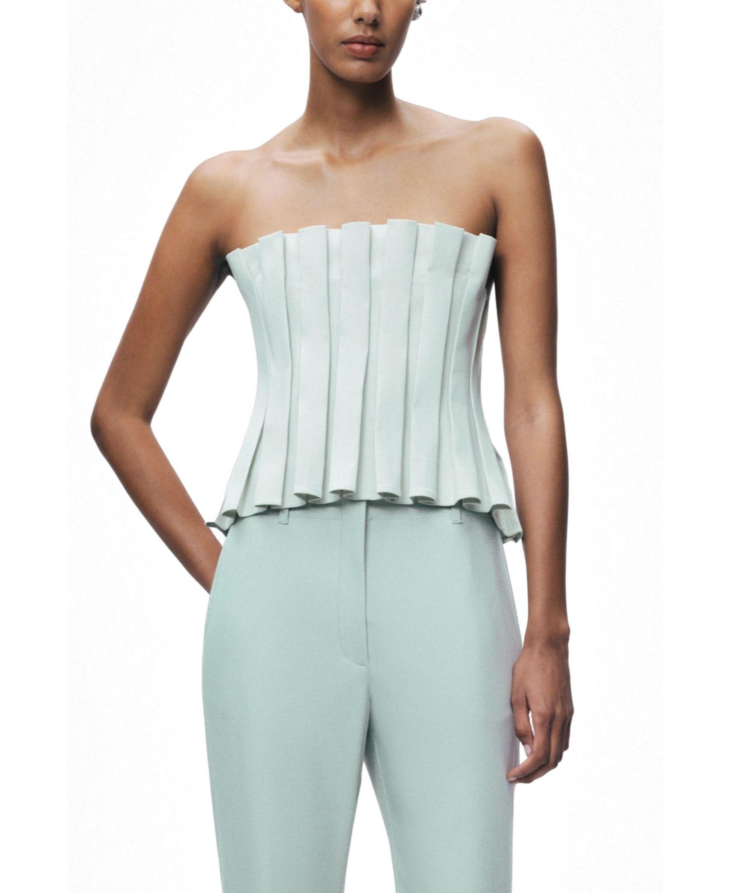 Women's Pleated Strapless Bustier Top