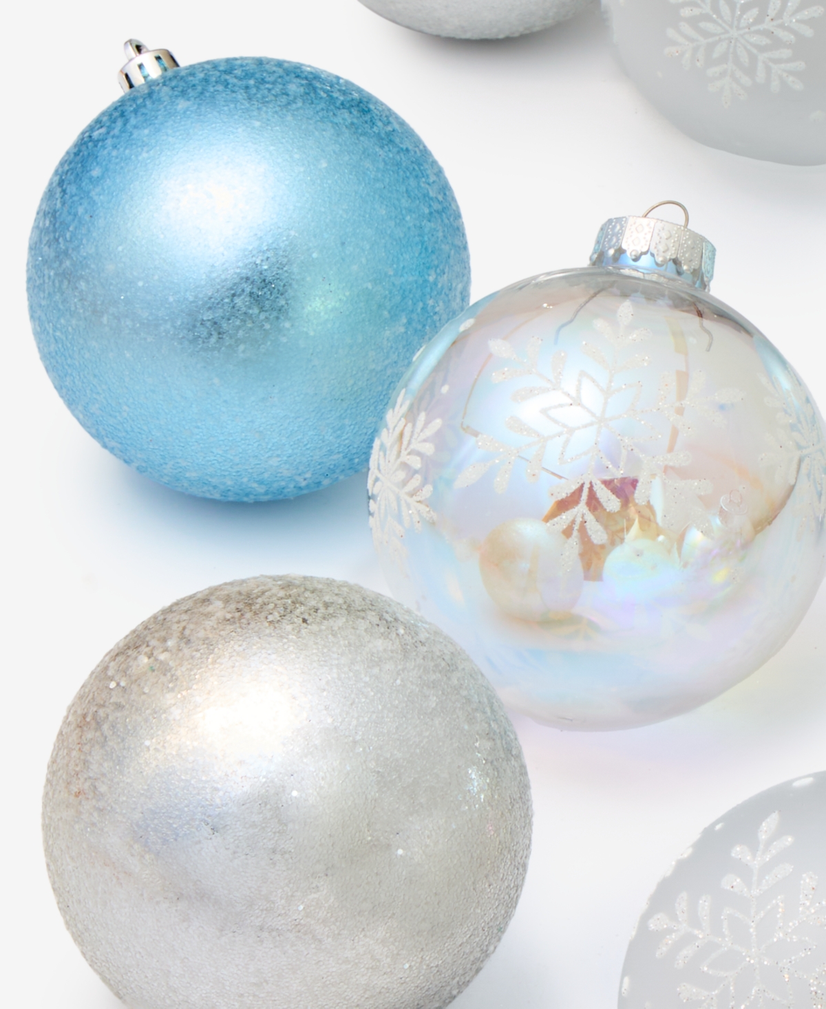 Holiday Lane Opulence Set of 8 Shatterproof Iridescent, Blue and White Ball Ornaments, Macy's Exclusive