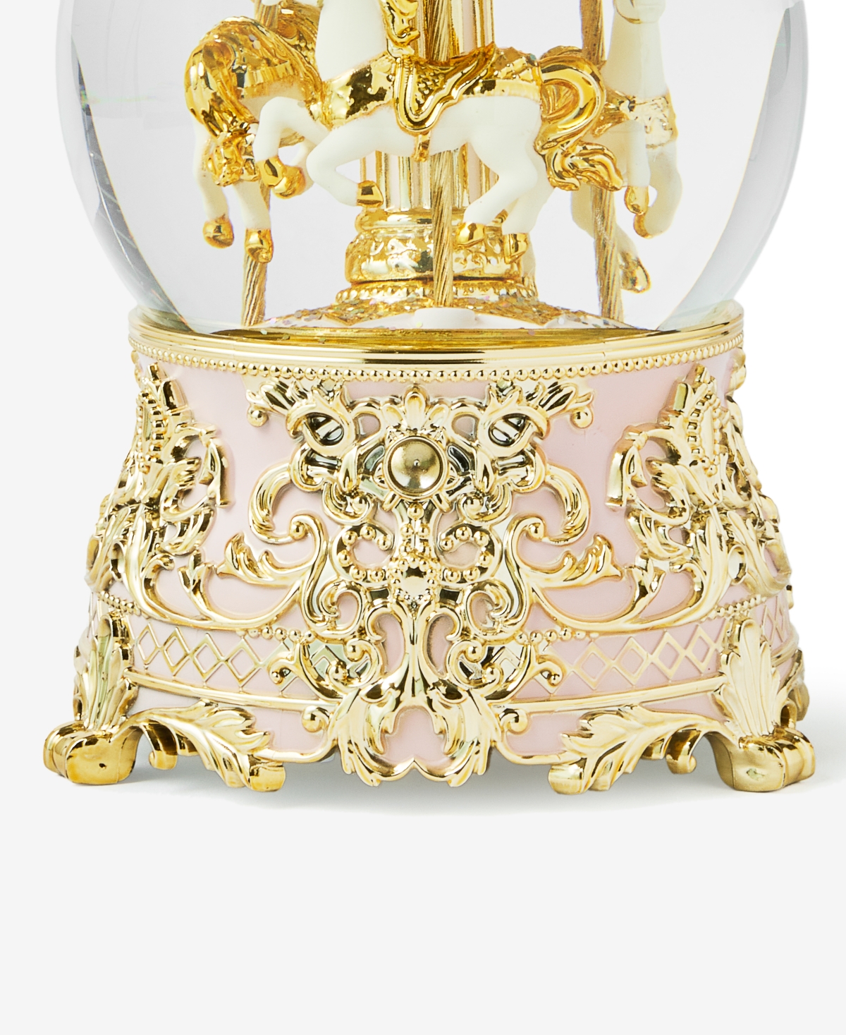 Holiday Lane Opulence Gold and Pink Carousel Water Globe, Macy's Exclusive