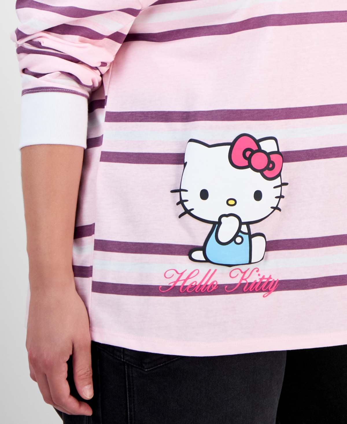 Love Tribe Trendy Plus Hello Kitty Striped Rugby Shirt