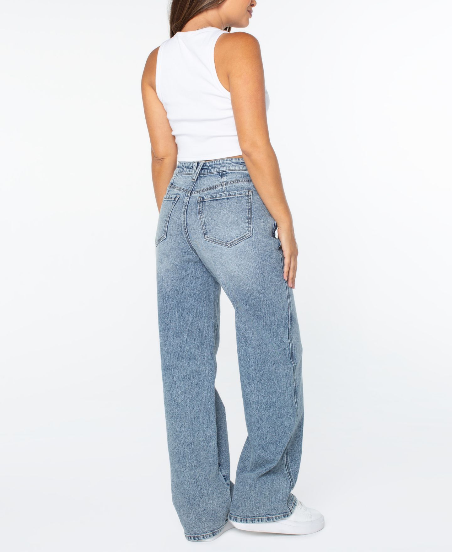 Женские джинсы Celebrity Pink Juniors' Mariah High-Rise Baggy Wide-Leg Curvy, цвет: Azucar — фото 3