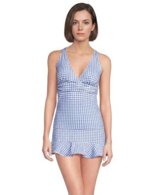 Women's D-Cup V-Neck Plunge X Back Tankini Top