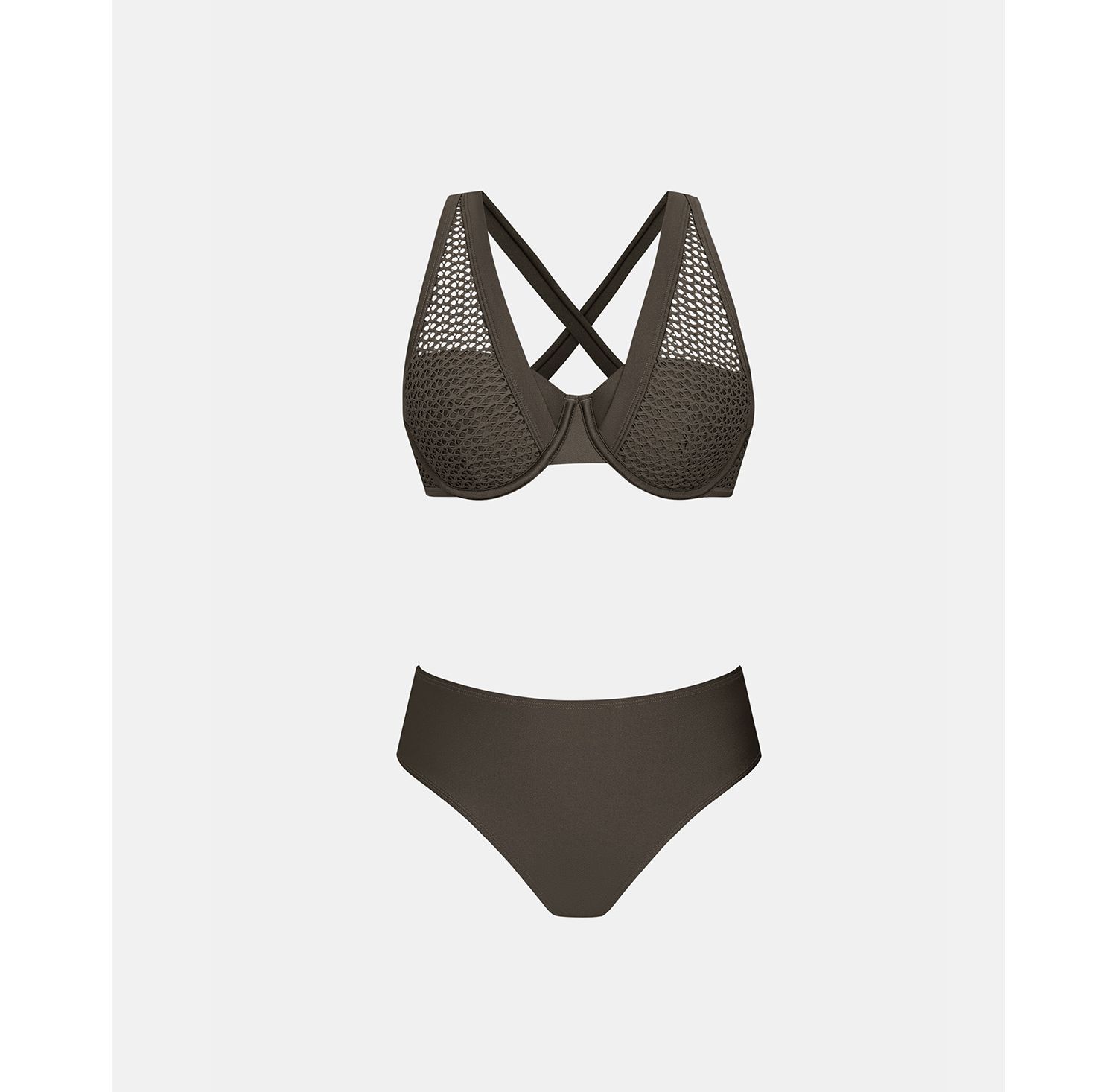 Women's Mesh Overlay Underwire Bikini Set