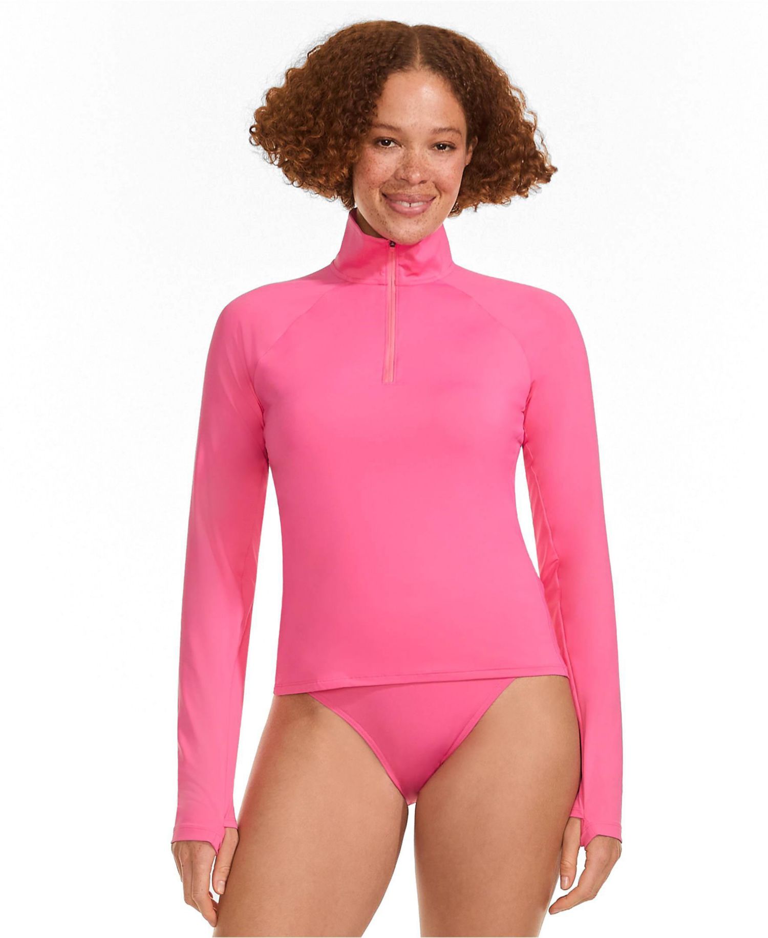 Women's Long Torso SunShade UPF 50 Quarter Zip Rash Guard
