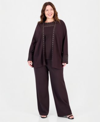 Plus Size High-Waist Pull-On Wide-Leg Pants