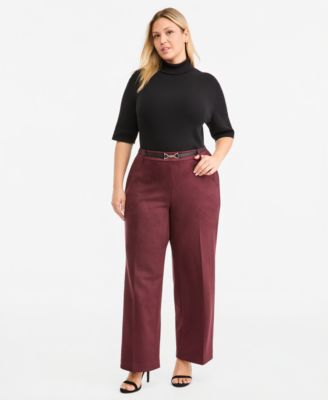 Plus Size Wide Leg Pull-On Pants