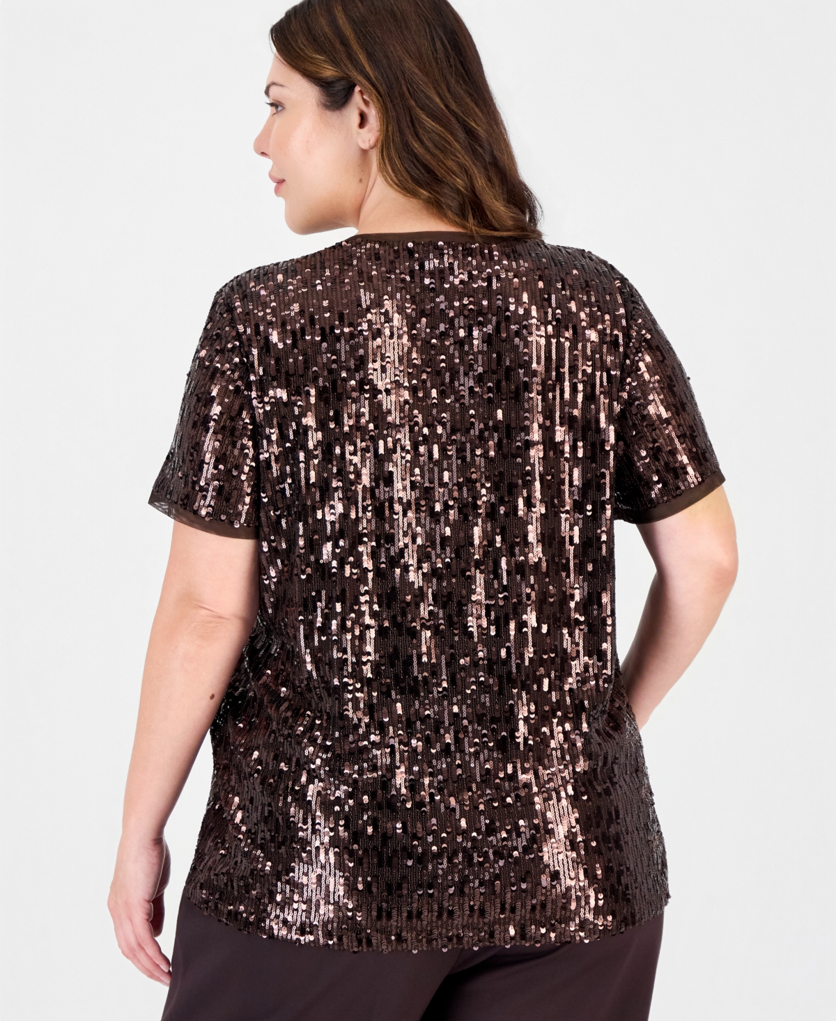 Anne Klein Plus Size Sequin Crewneck T-Shirt