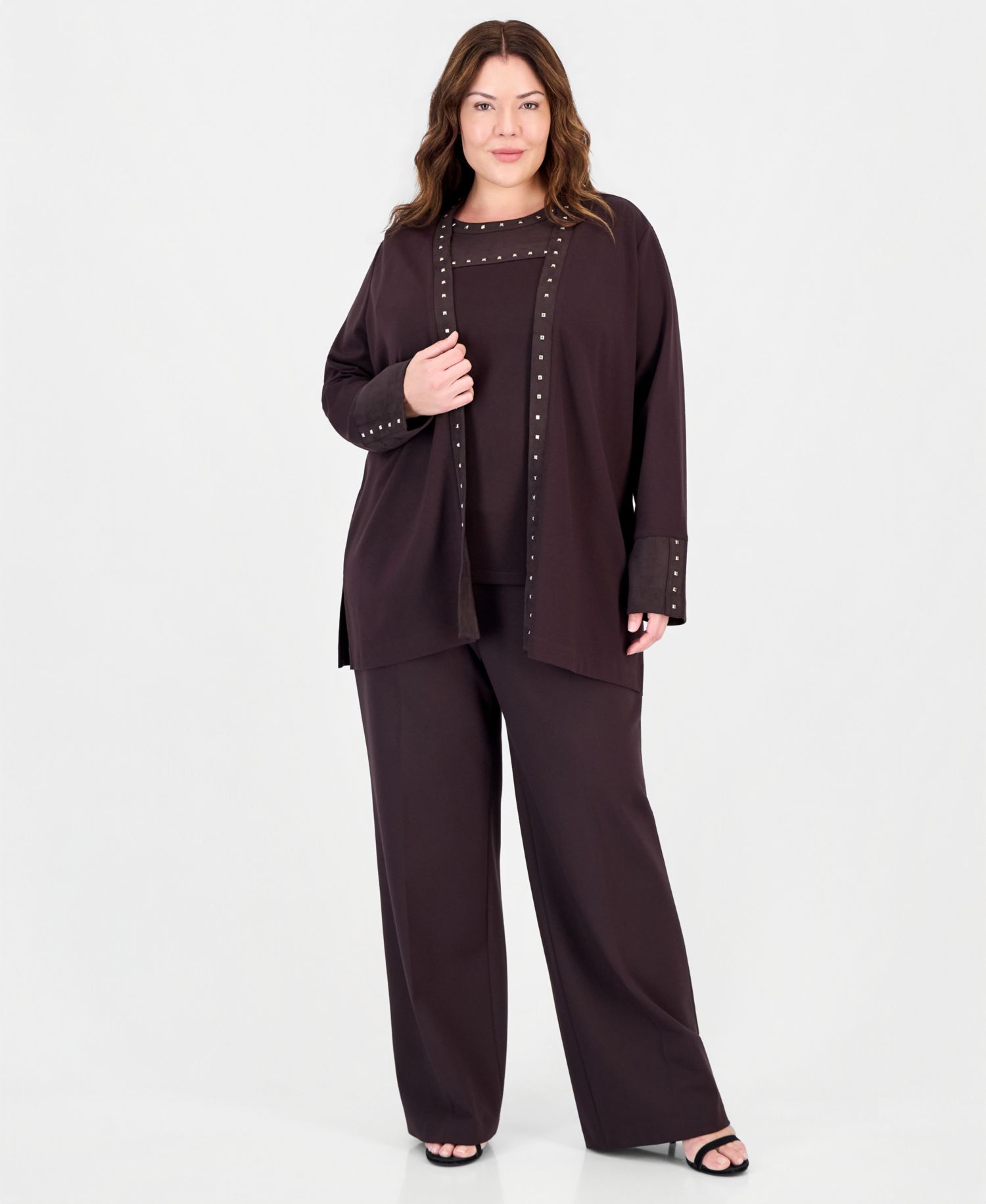 Plus Size Embellished Open Front Cardigan
