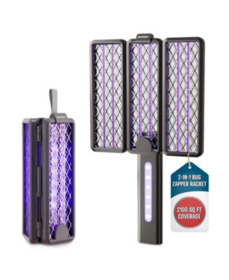 2-in-1 Tri-Fold Bug Zapper Racket – Portable Insect Killer with 2100 Sq Ft Coverage