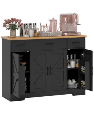 Farmhouse Sideboard with Soft-Close Hinges, Kitchen Buffet Cabinet