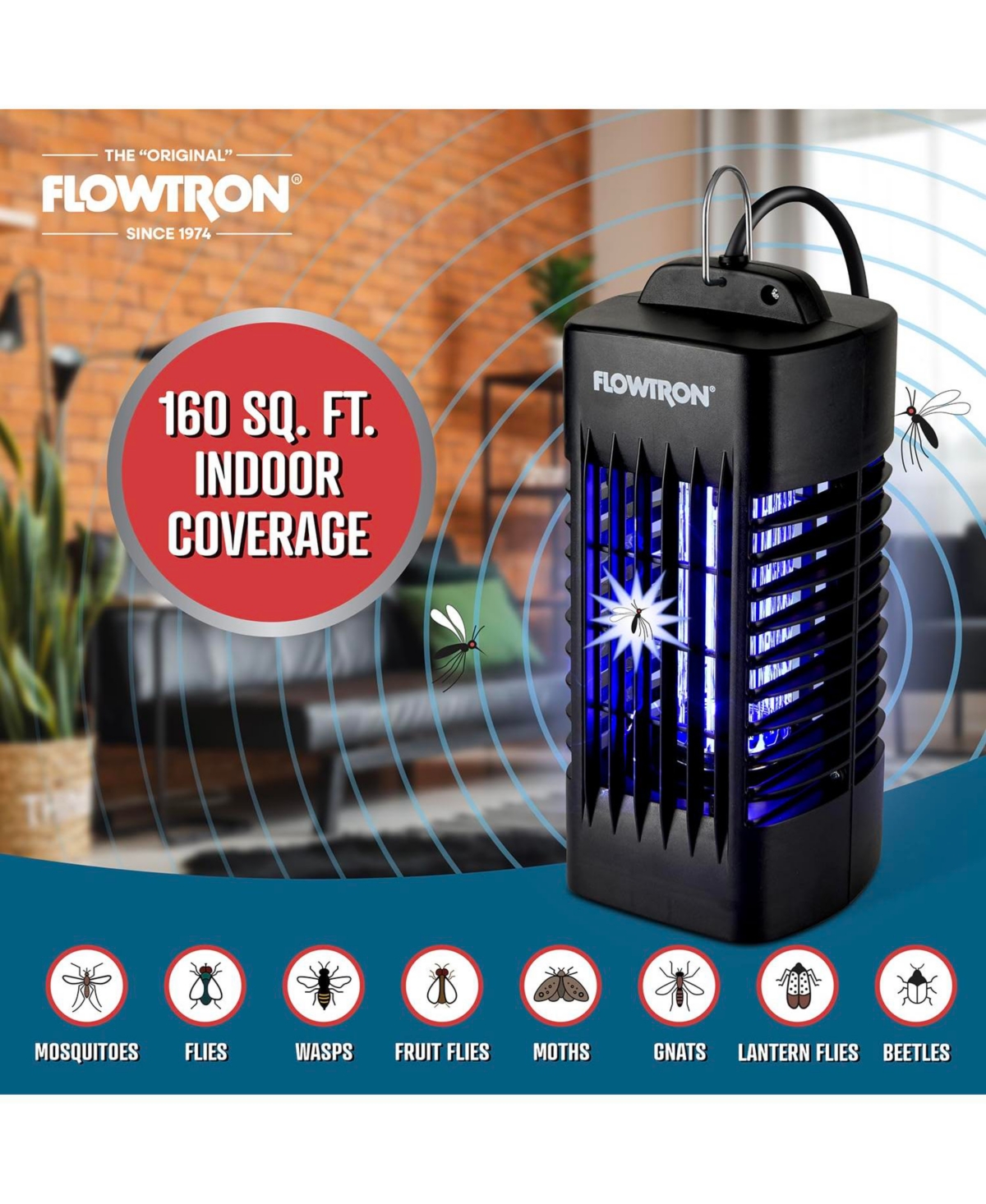 Flowtron Indoor Bug Zapper 1000V Uv Light Mosquito and Fly Trap Plug-In for Home 160 Sq Ft