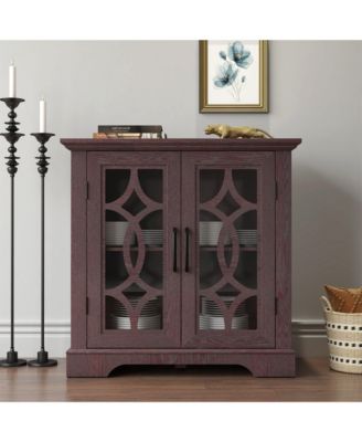 Modern Buffet Cabinet with Tempered Glass Doors, Adjustable Shelves Storage Sideboard