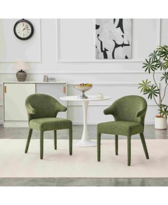 Modern Upholstered Dining Chairs Set Of 2, Sherpa Accent Chair, Wraparound Back, Padded Seat