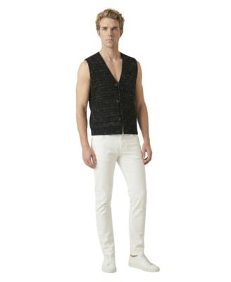 Men's Textured V-Neck Button-Front Knit Vest