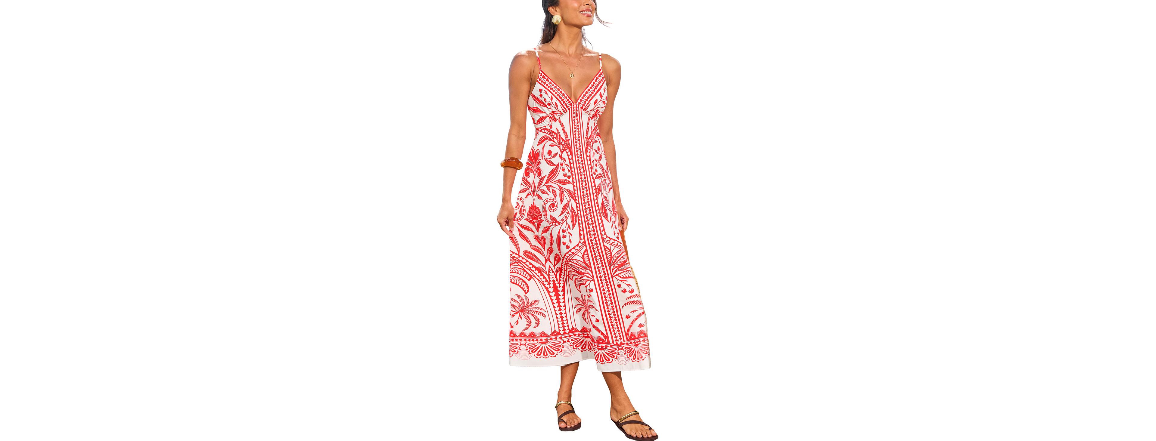 Cupshe Women's Palm Tree Lane Tropical Maxi Beach Dress