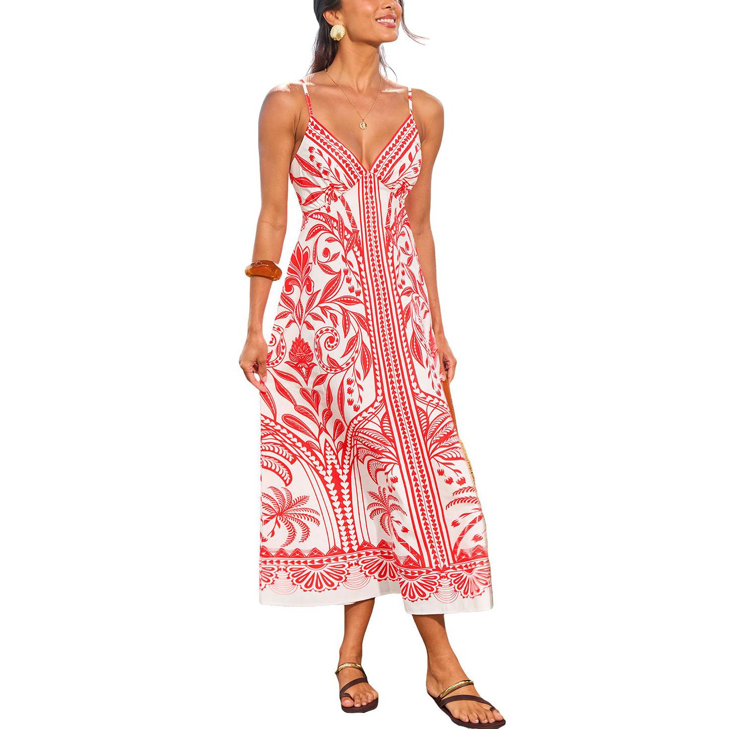 Women's Palm Tree Lane Tropical Maxi Beach Dress