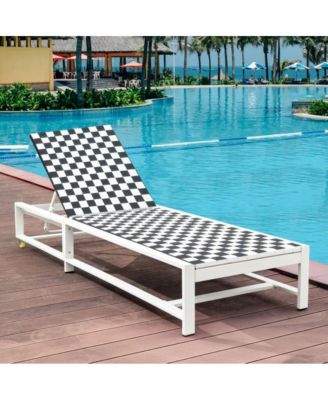 Patio Adjustable Reclining Chair Lounge Chair Chaise for Garden Deck Wheel