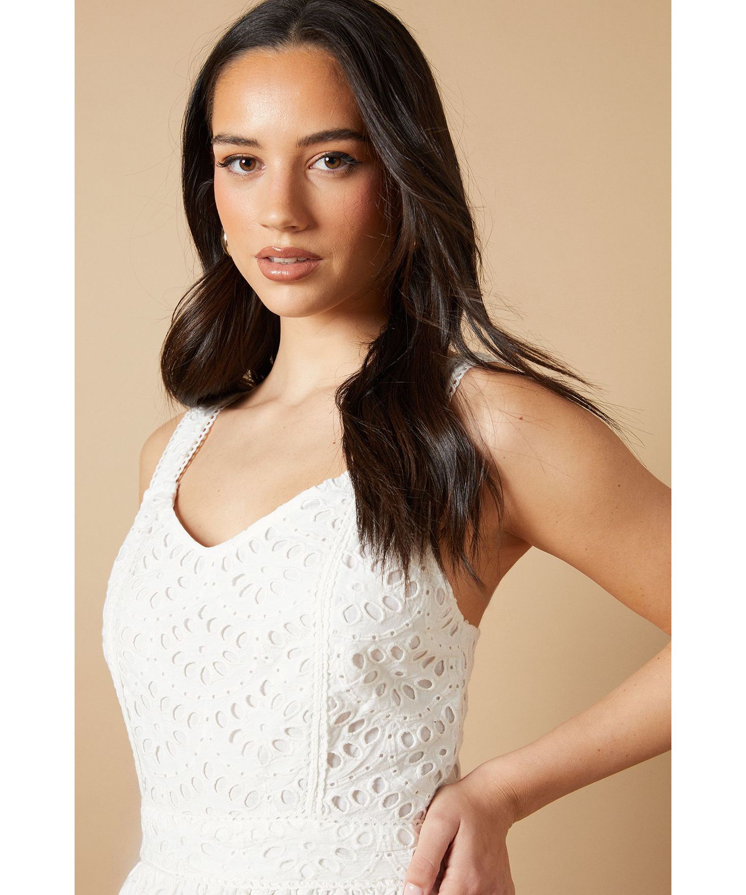 Women's Embroidered Broderie Midi Dress