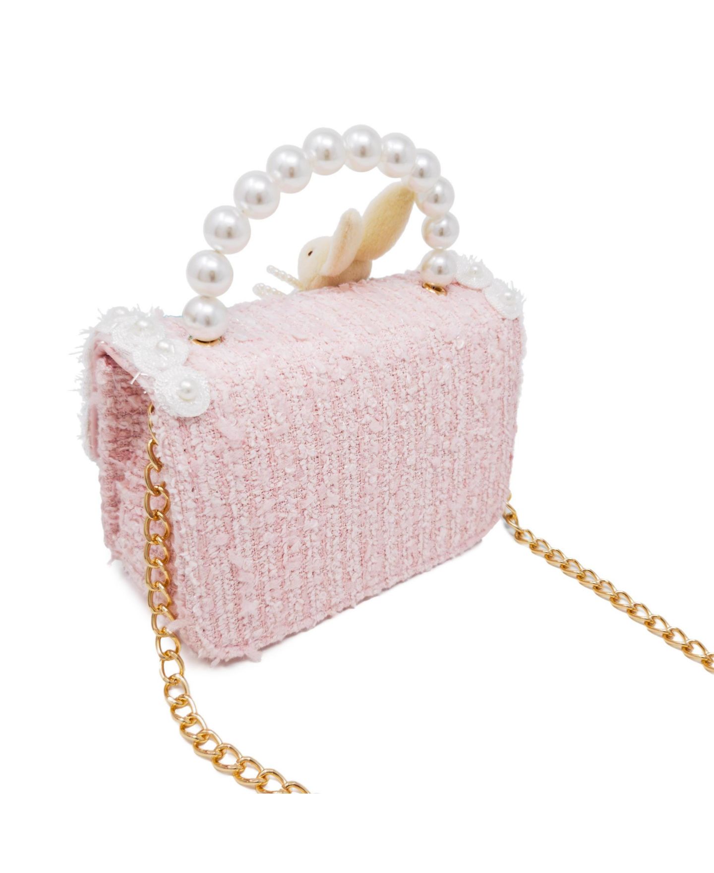 Детская сумка Puttisu Bunny Royale Kids Tweed Handbag with Pearl Handle, цвет: Розовый — фото 5
