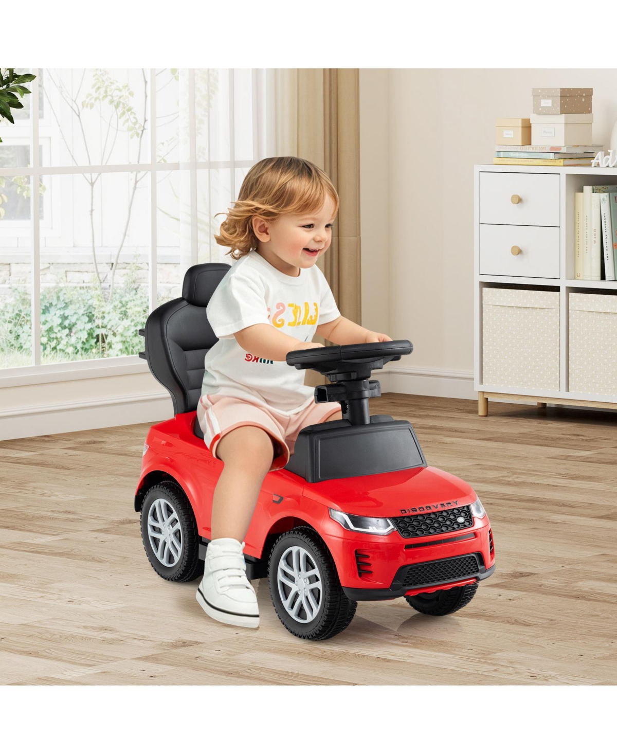 Mecale 3-in-1 Toddler Push Car with Removable Handle and Guardrail, Age 18-36 Months