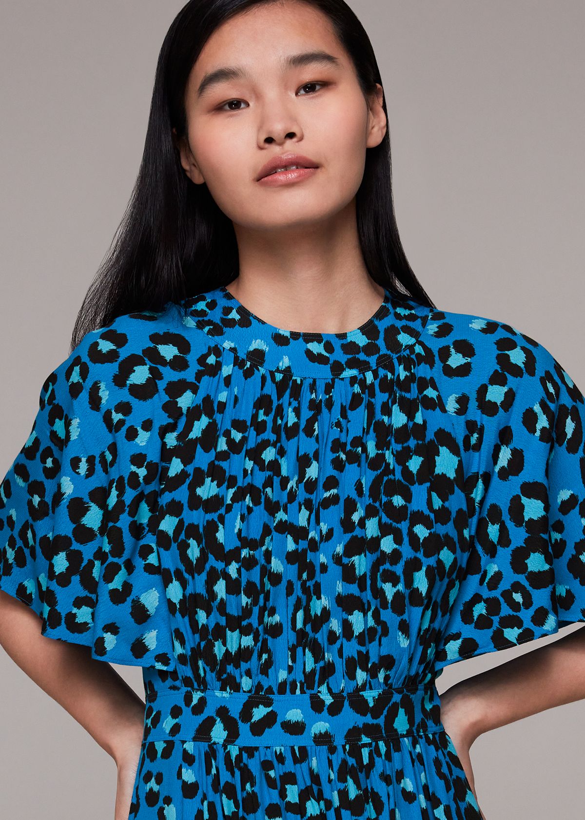 Whistles Women's Painted Leopard Amelia Midi Dress view 3 — MAYCSS fashion products