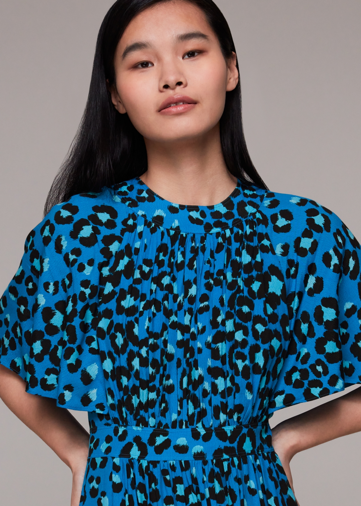 Whistles Women's Painted Leopard Amelia Midi Dress