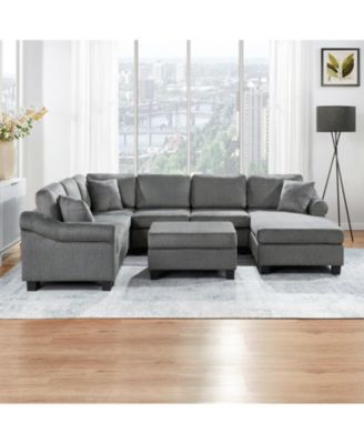 Sectional Sofa U-shaped Sofa with Movable Storage Ottoman