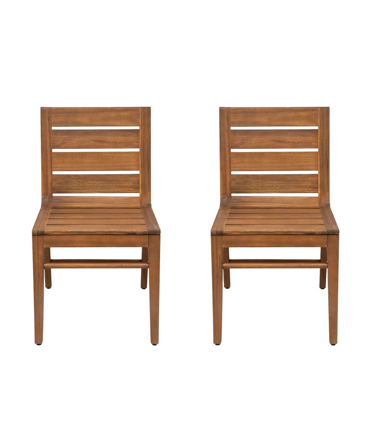 Asagikoiai 7-Piece Acacia Wood Outdoor Dining Set with Curved Legs Table and Slatted Chairs