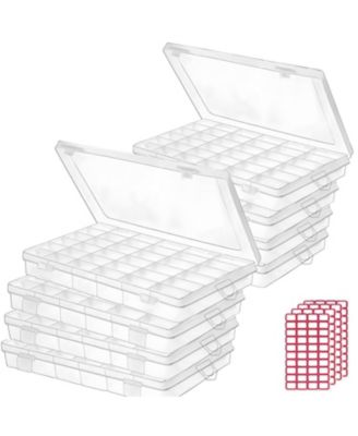 Plastic Organizer Box Adjustable Dividers Craft Storage Labels