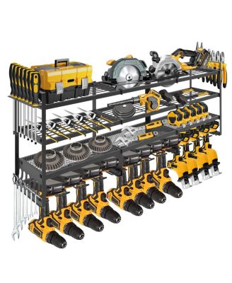 Wall-mounted power tool storage rack