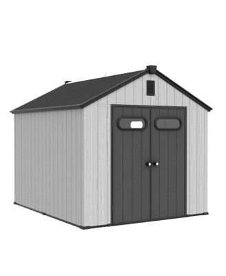 All-Weather Waterproof Lockable Door Resin Outdoor Storage Shed with Window Vent Floor for Patio Furniture and Tools