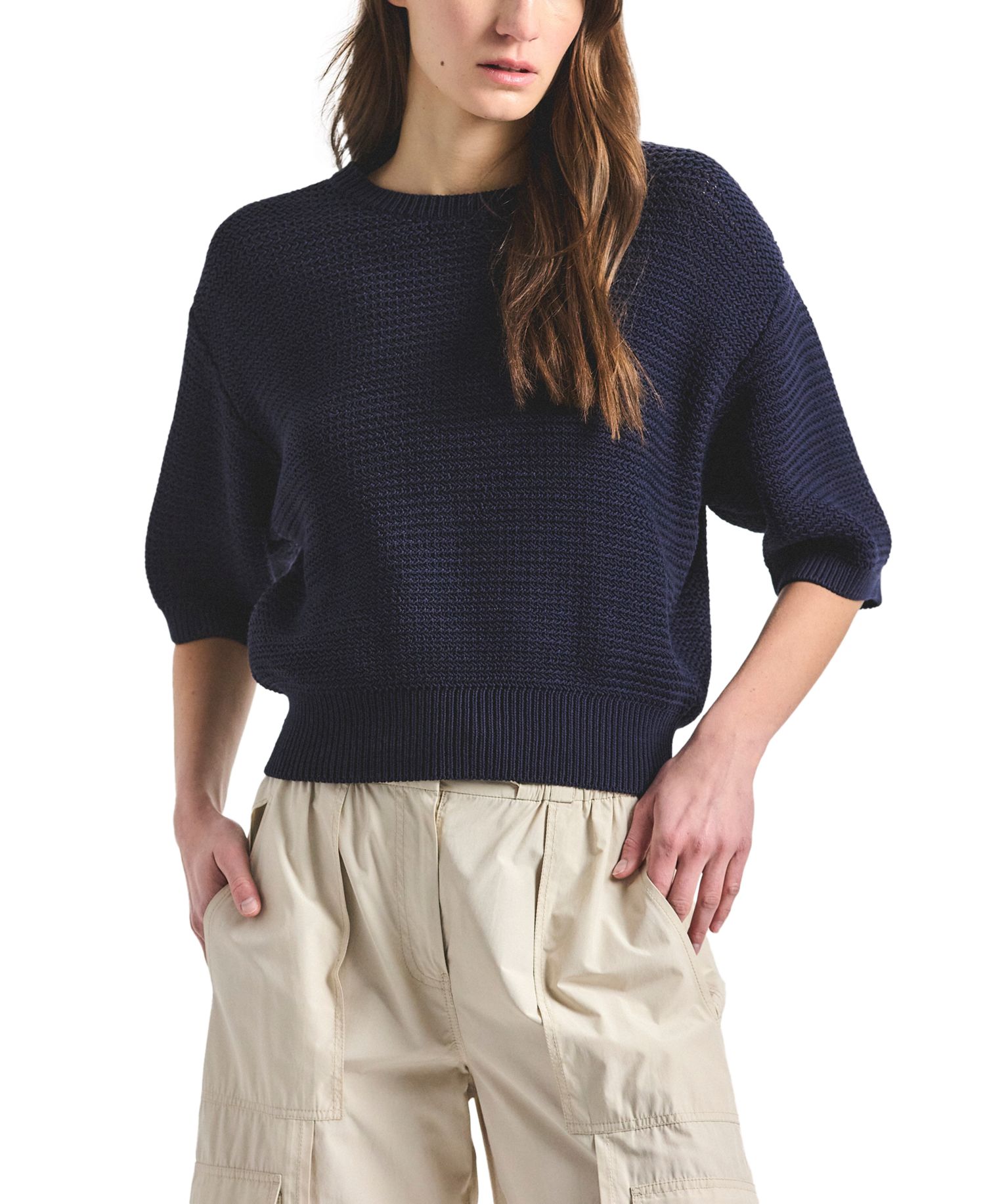 Women's Madison Mesh Knit Puff-Sleeve Sweater