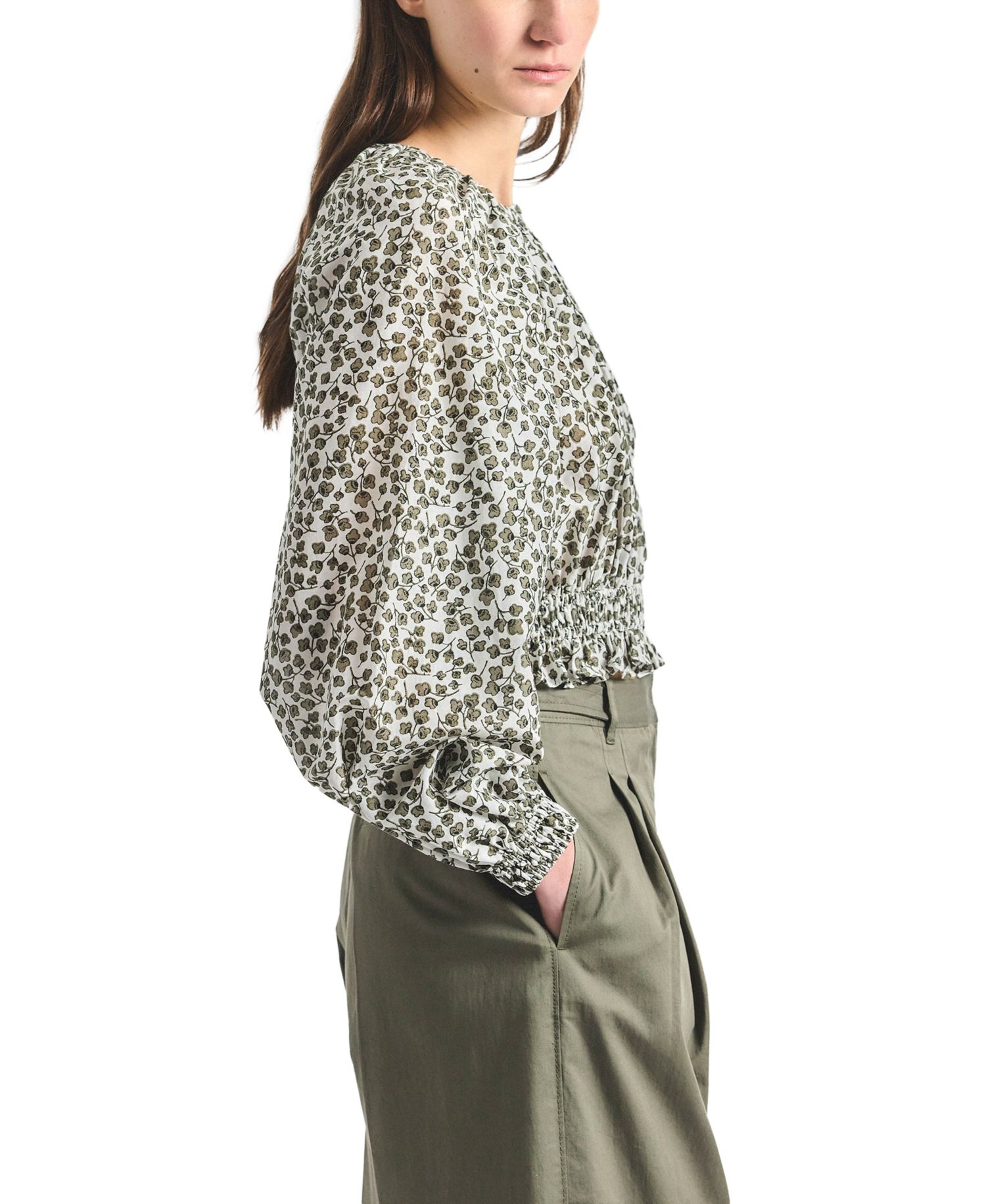 Women's Charlee Mini Clover Print Gathered Blouse