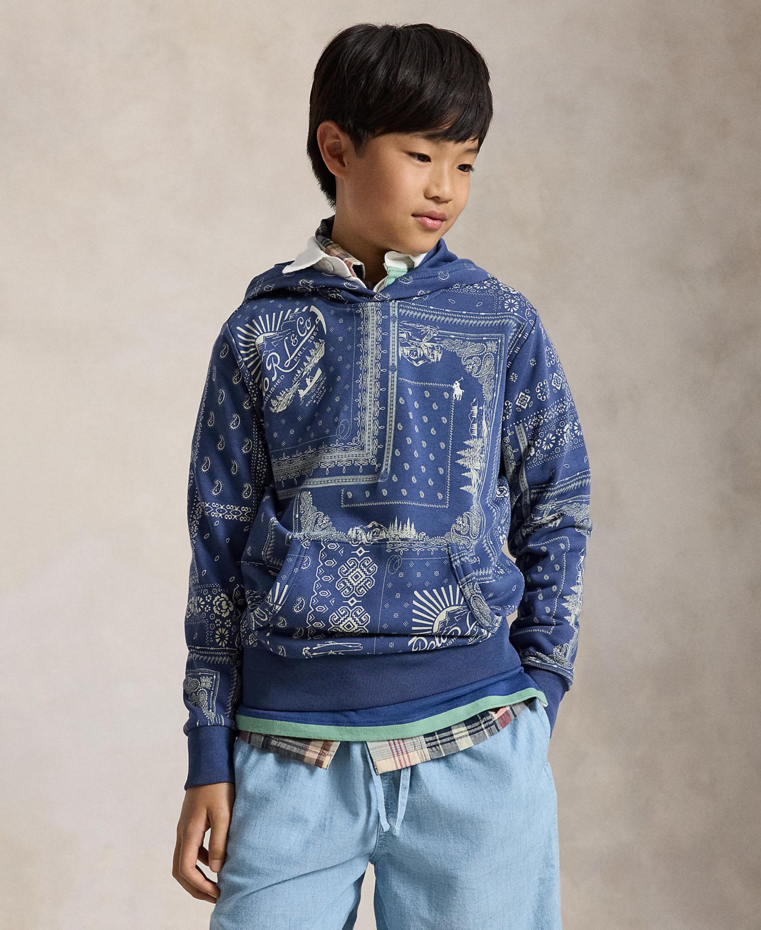 Boys' 8-20 Bandanna Print Long-Sleeve Hoodie