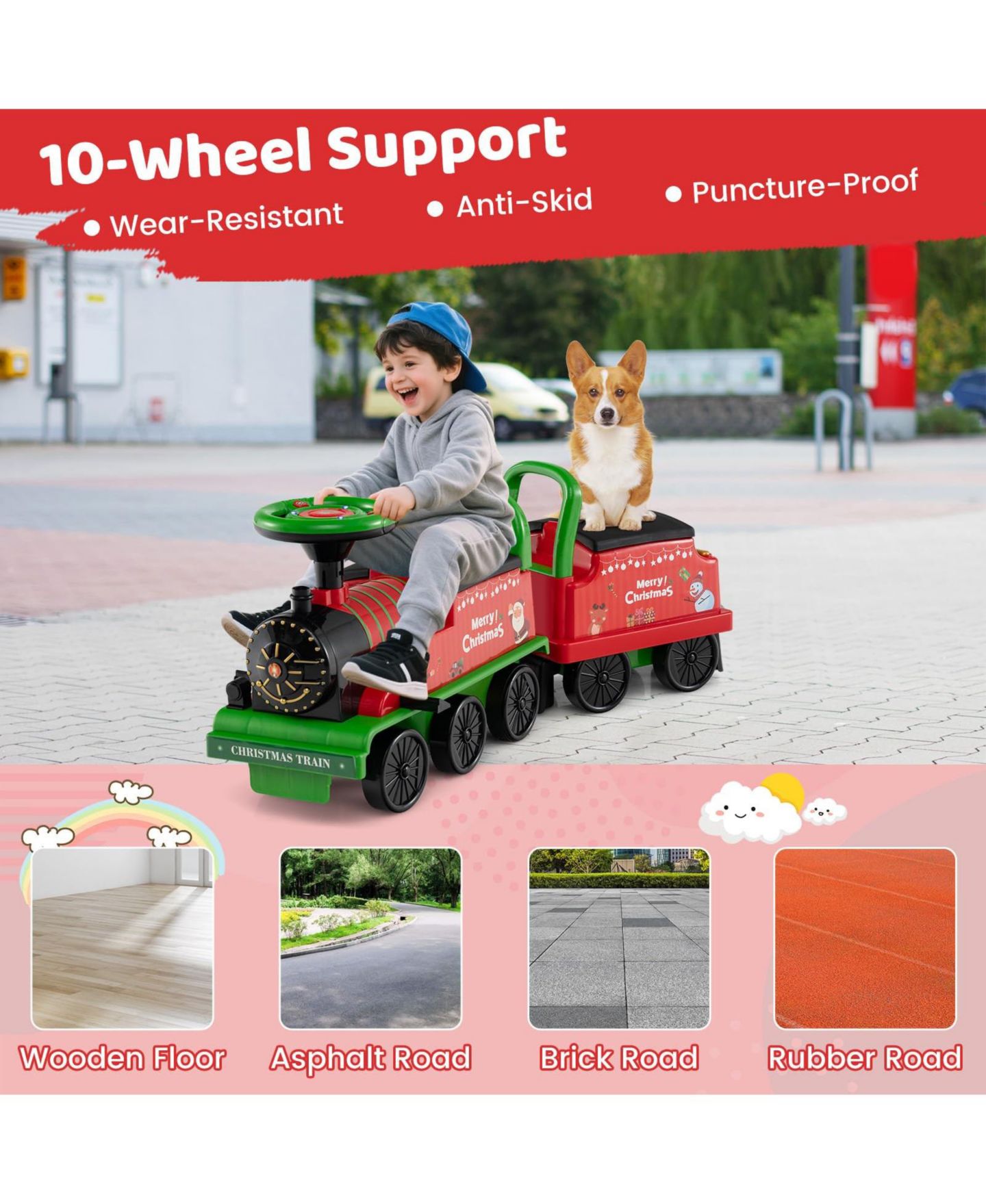 Детская игрушка Mecale 6V Ride on Train 2-Seater with Flashing LED Lights, Ages 18 Months+, цвет: Зелёный — фото 8