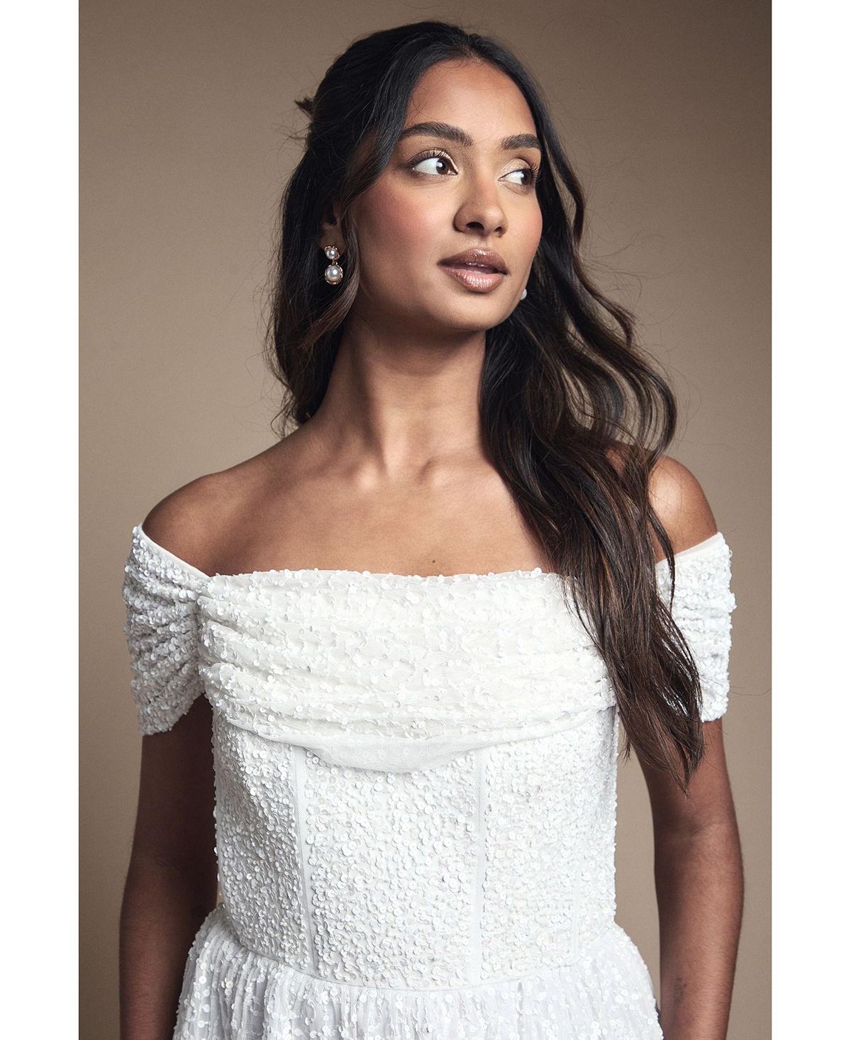 Coast Women's Bardot Embellished Bridal Mini Dress view 4 — MAYCSS fashion products
