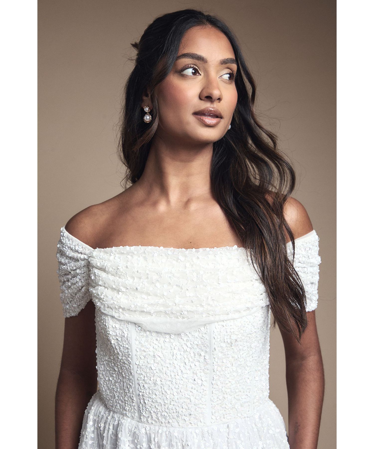 Women's Bardot Embellished Bridal Mini Dress