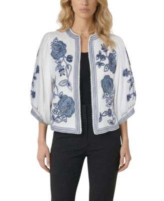 Women's Floral Embroidered Cropped Jacket