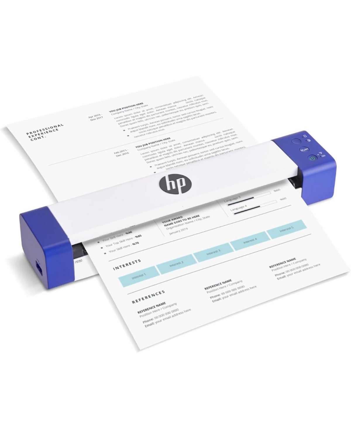 Hp PS150 Portable Wireless Document Scanner, Duplex Usb and Wi-Fi Rechargeable Scanner - White