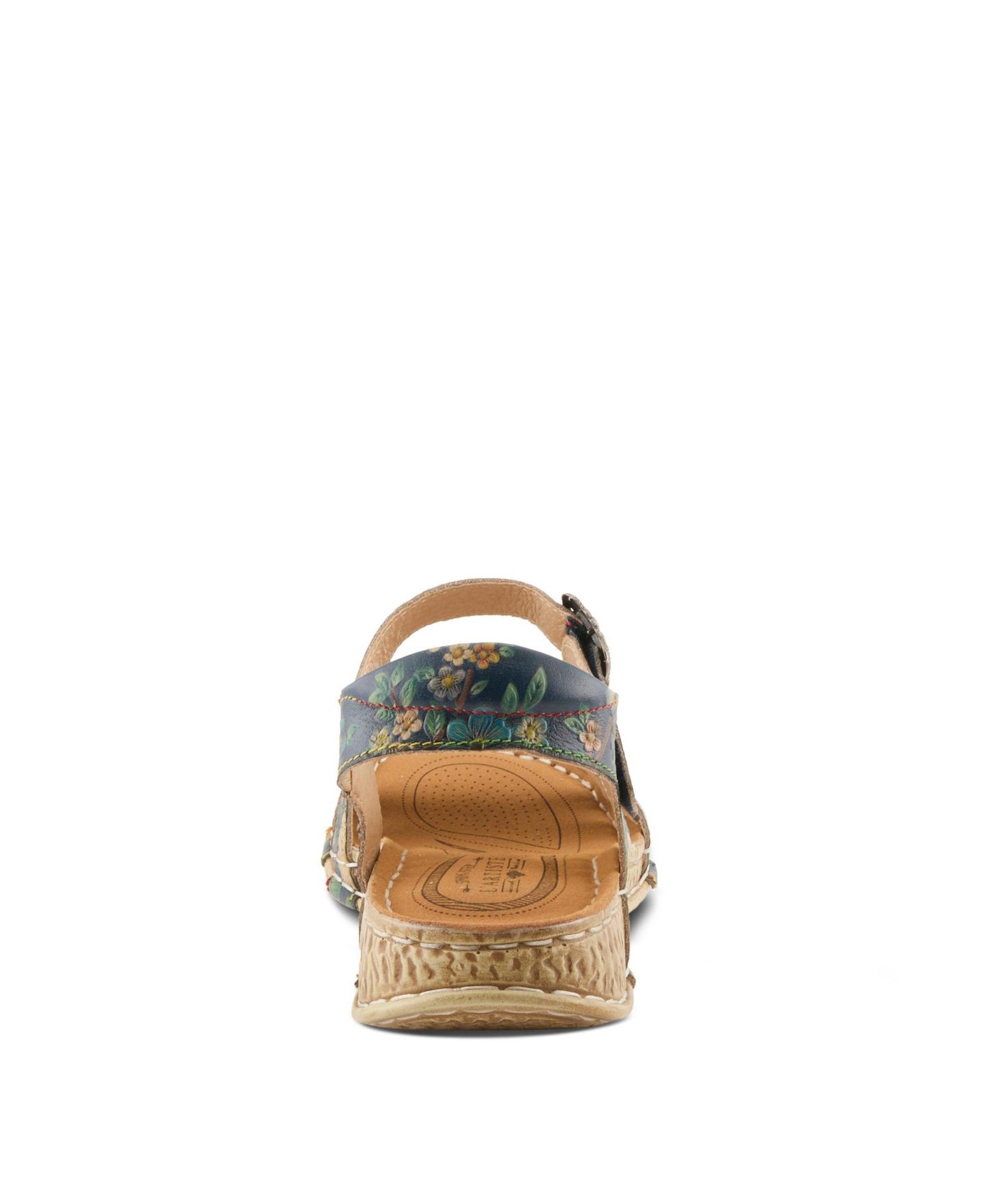 Женские сандалии L'Artiste Offcenter Ankle Strap Sandal with Painted Vamp, цвет: Тёмно-синий разноцветный — фото 5
