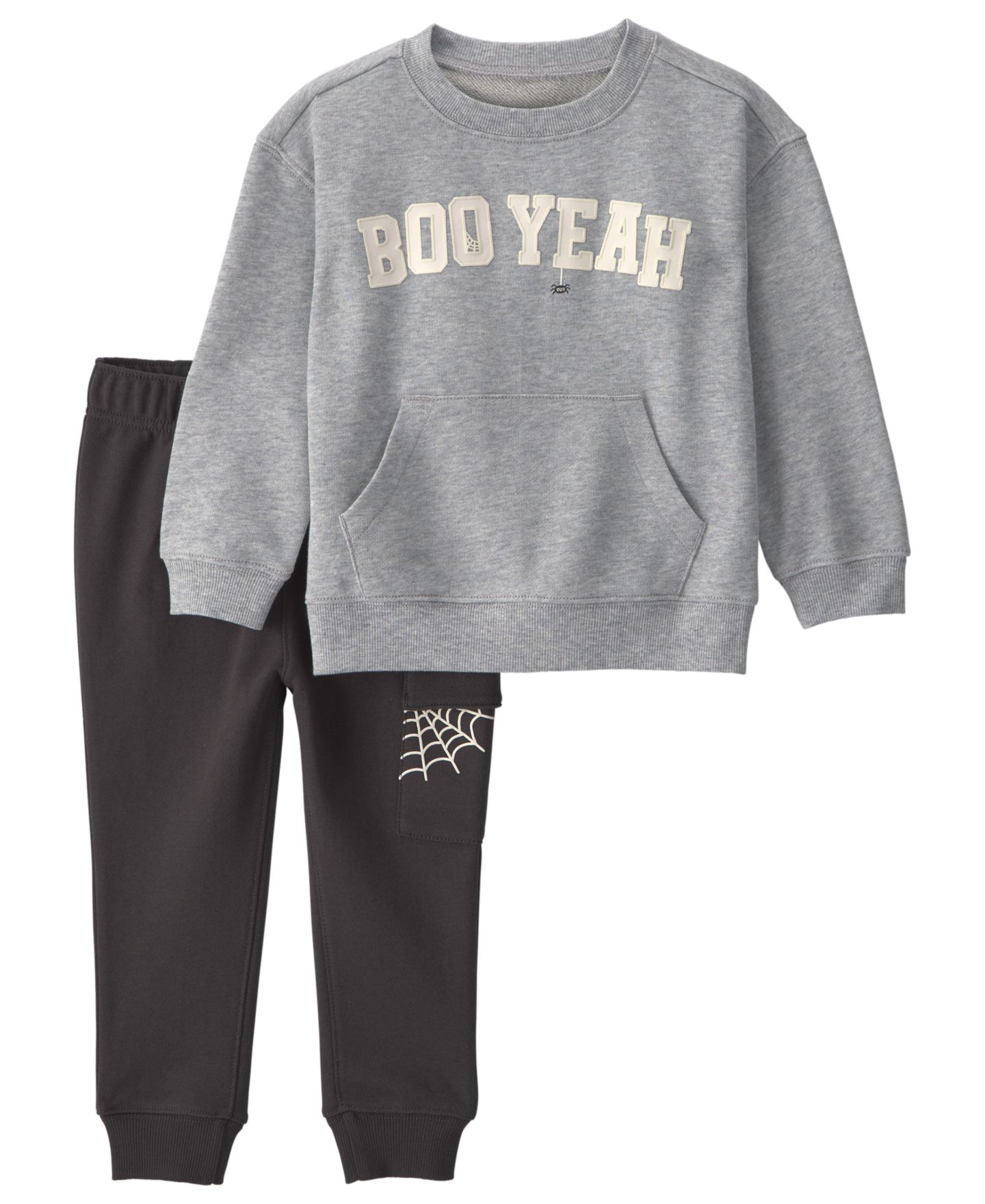 Детский комплект Carter's Boo Yeah к Хэллоуину, мальчики 2T-5T: топ и джоггеры, цвет: Серый / Чёрный — фото 1