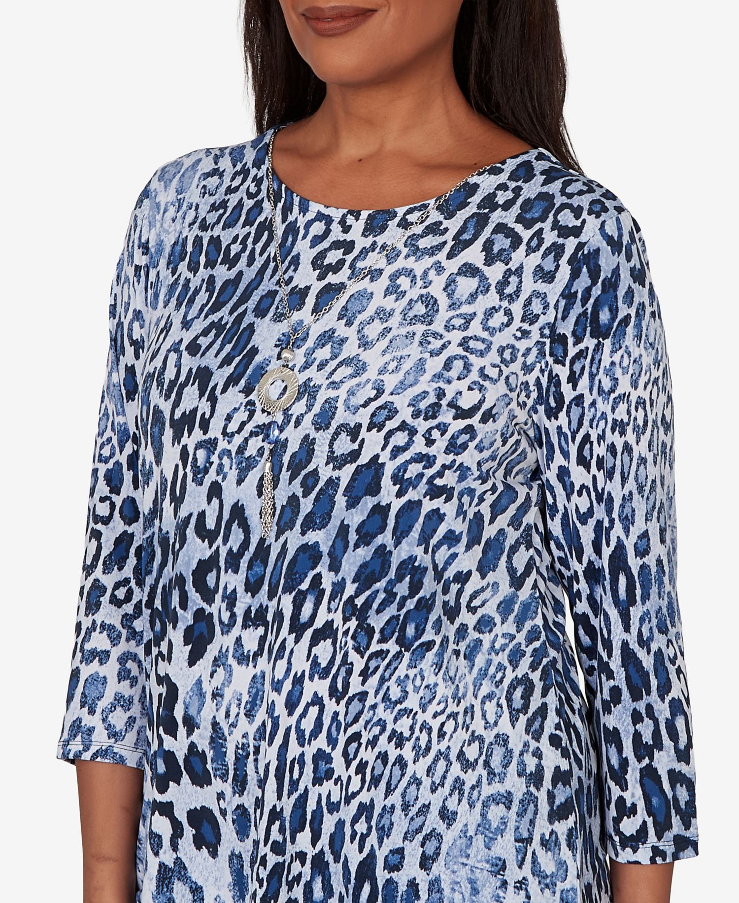 Petite Animal Printed Top with Necklace
