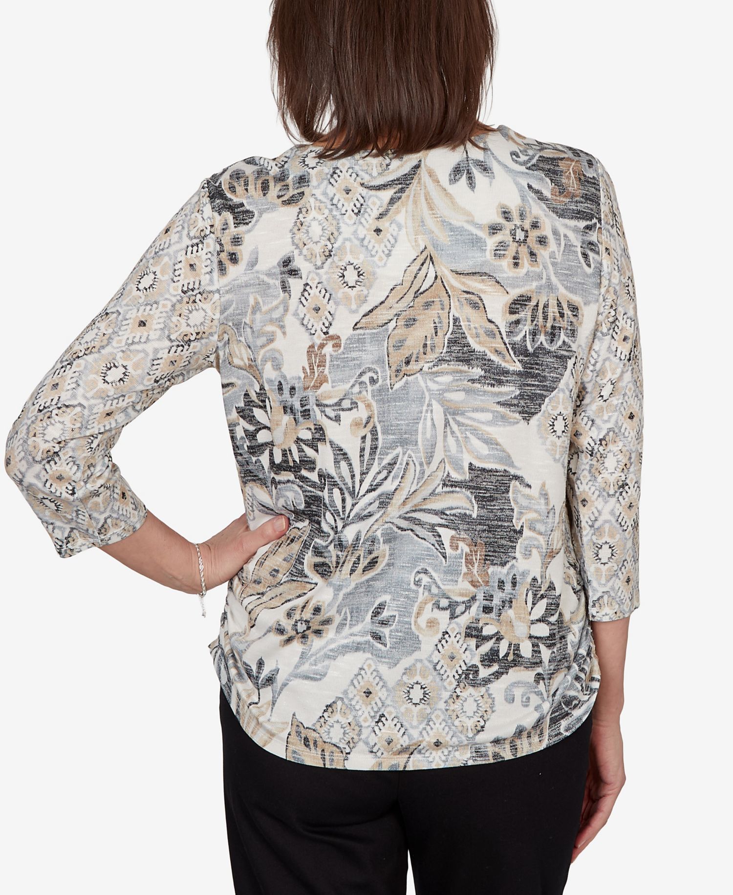 Petite Geo Leaf Knit Top