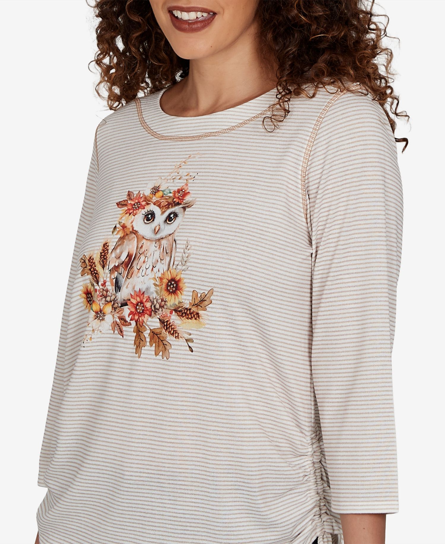Petite Autumn Owl Knit Top