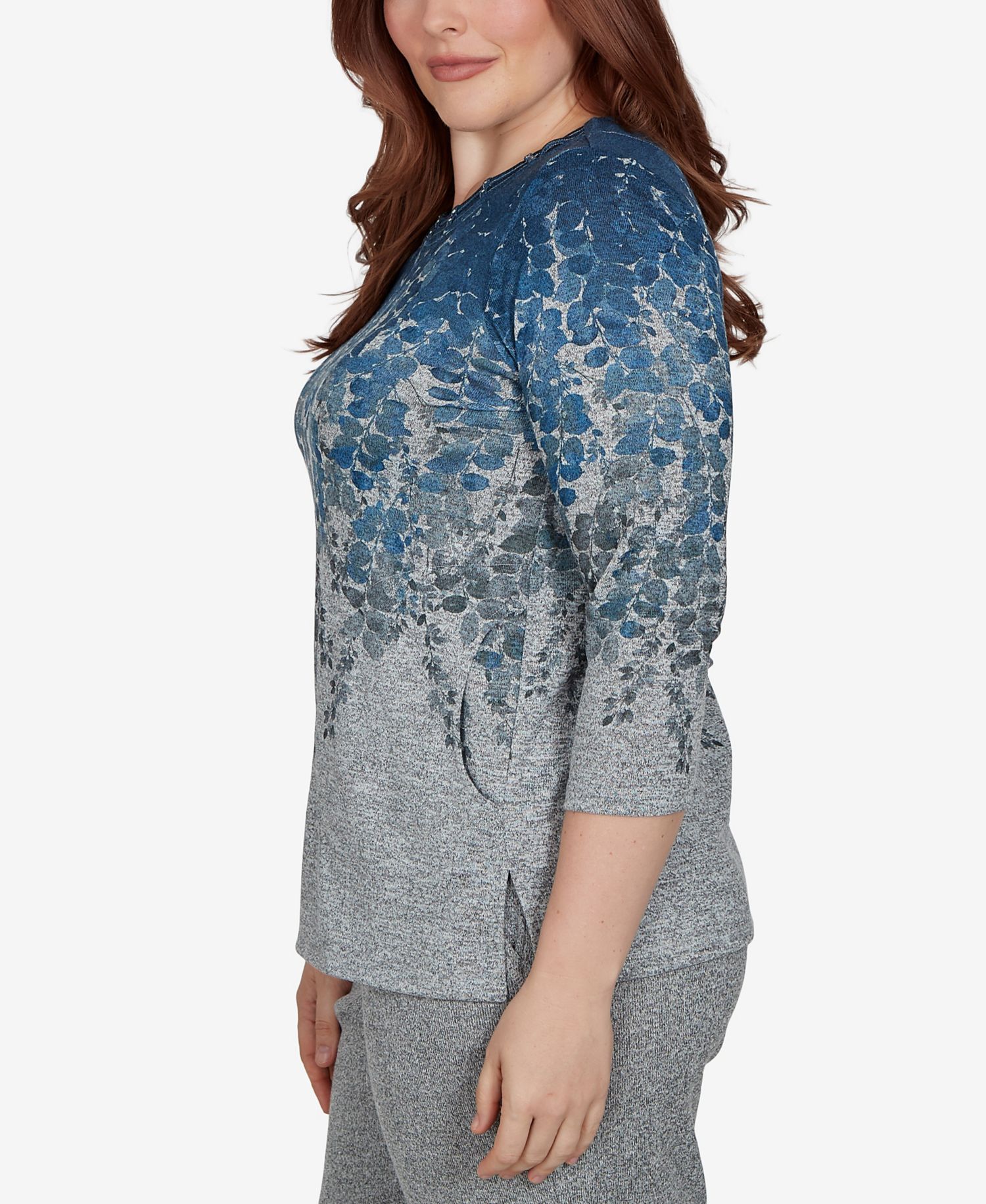 Petite Falling Leaves Pocket Knit Top