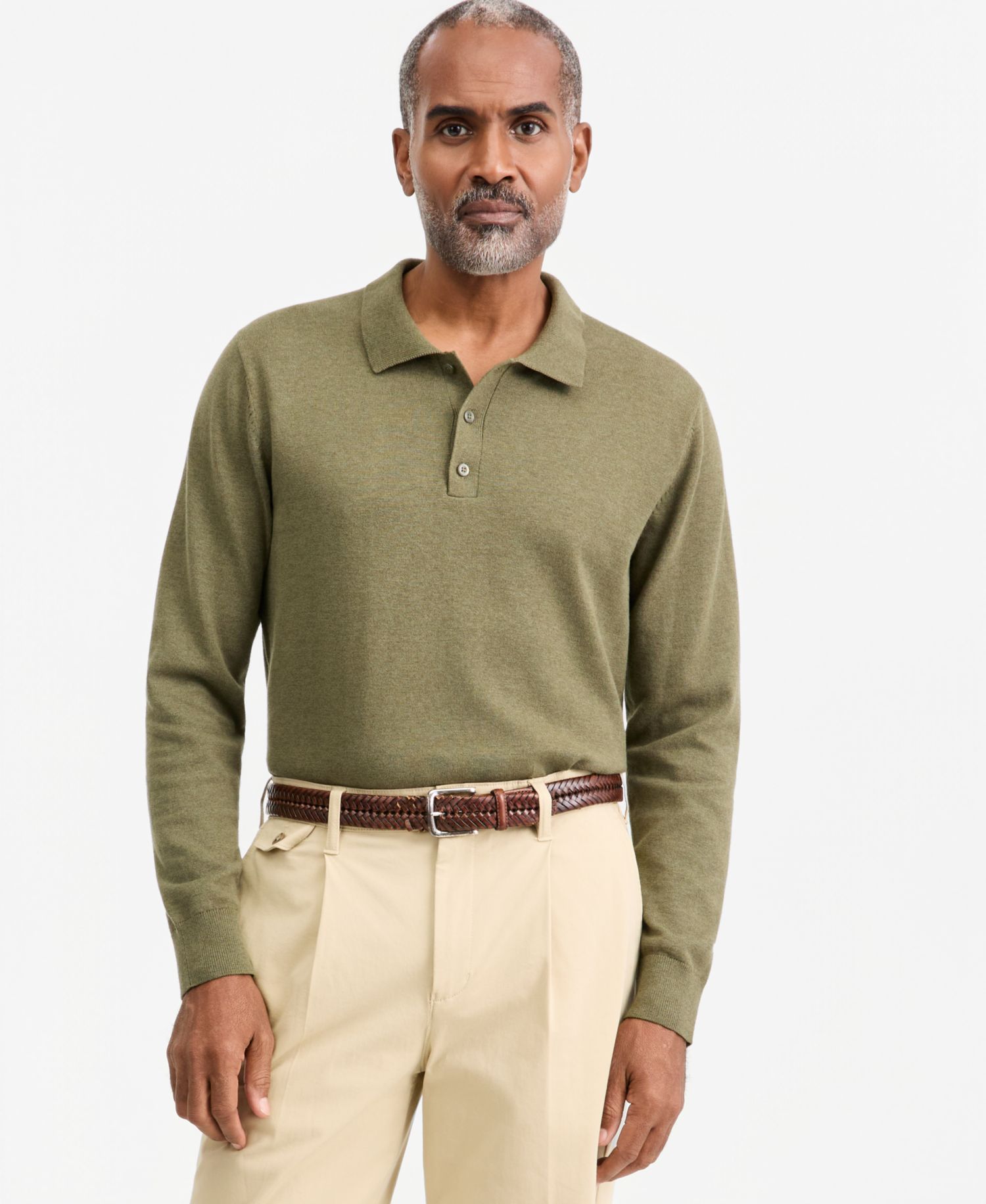 Men's Supima Cotton Long-Sleeve Polo Sweater, Macy's Exclusive