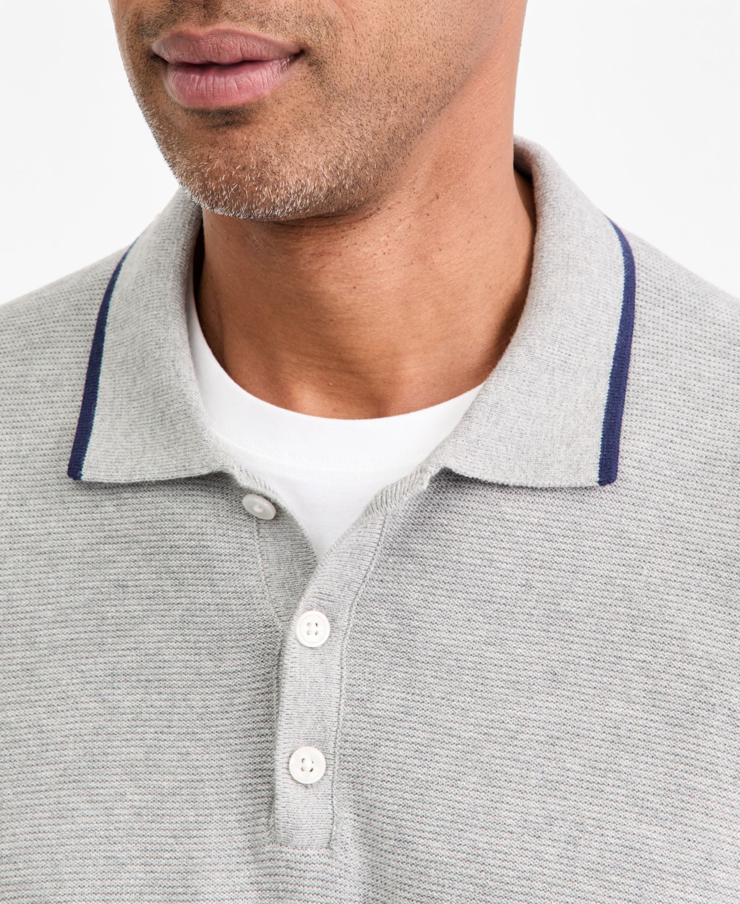 Men's Tipped Long-Sleeve Polo Sweater, Macy's Exclusive