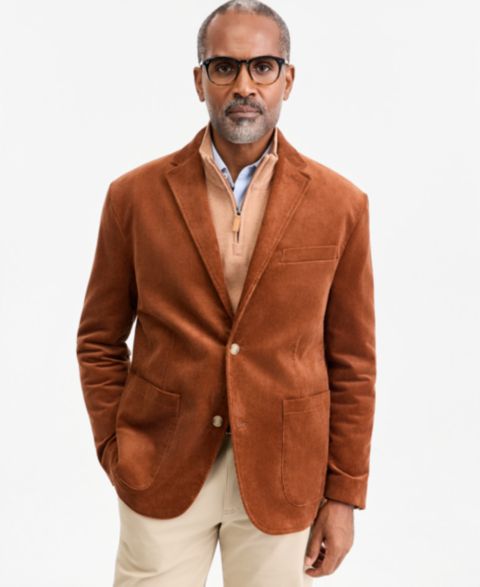 Мужской пиджак Club Room Regular-Fit Corduroy Notch-Lapel Blazer, цвет: Коричневый
