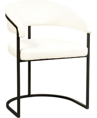 Leather Dining Chair - Upholstered Kitchen Accent Chair with Curved Open-Back Design, Padded Seat, and Iron Frame