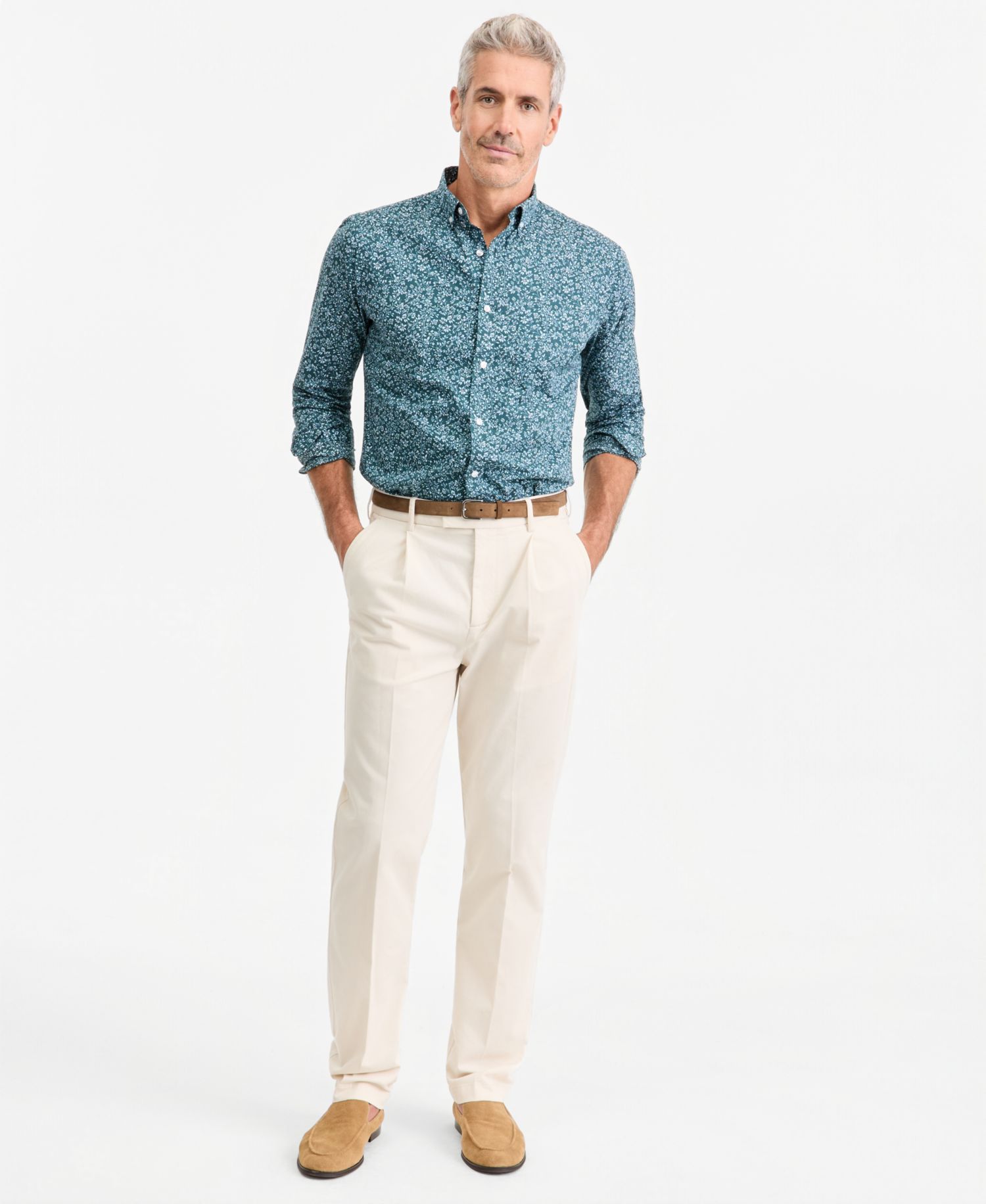 Men's Floral Poplin Button-Down Shirt